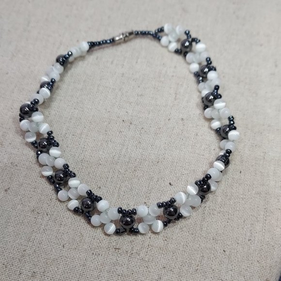 Mother or Pearl and Hematite beaded Anklet - Picture 1 of 3